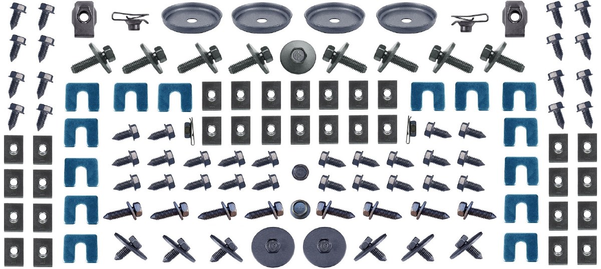 1967 Camaro 350 RS Emblem Kit – 46pc Rally Sport Grill V-Flag Fasteners, GM Licensed Hugger Performance