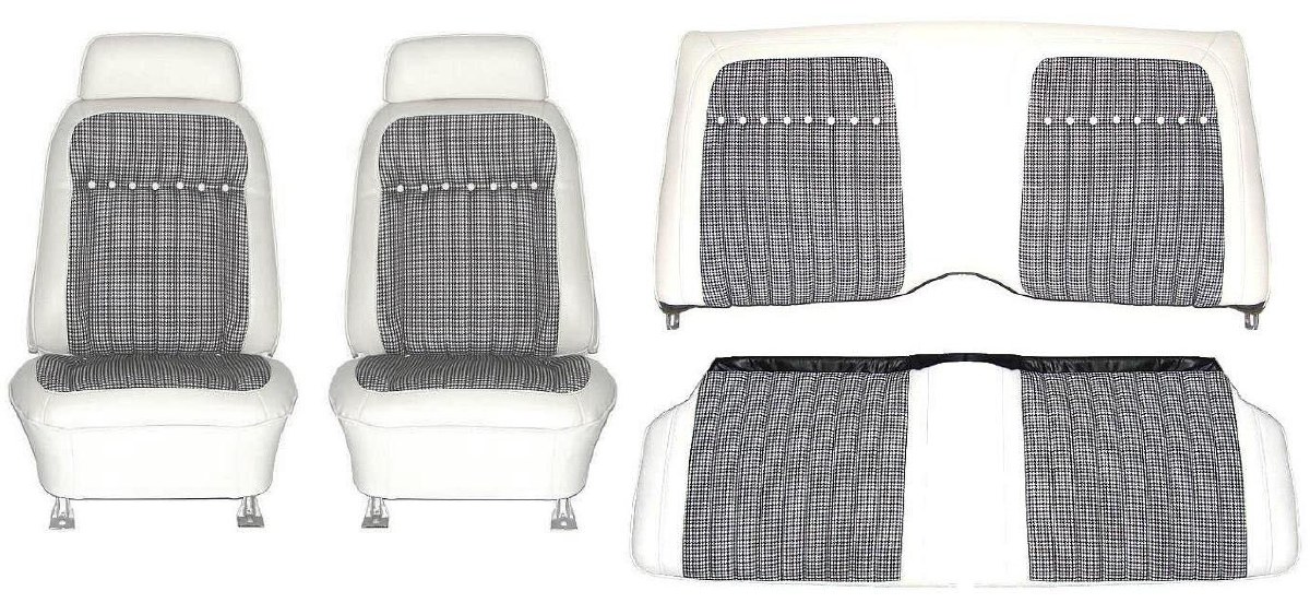 1969 Camaro Deluxe Houndstooth Interior Seat Cover Kit Oe Quality White