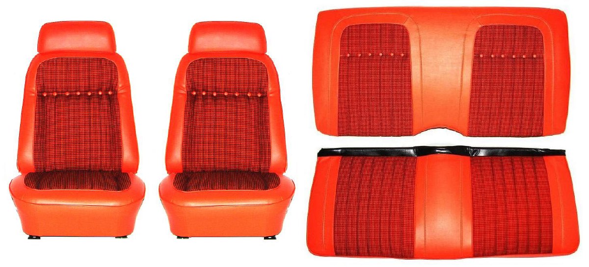 1969 Camaro Deluxe Houndstooth Interior Seat Cover Kit Oe Quality Orange