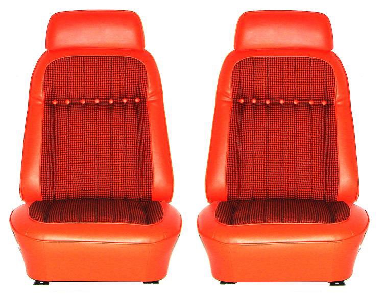1969 Camaro Deluxe Houndstooth Interior Bucket Seat Covers Orange