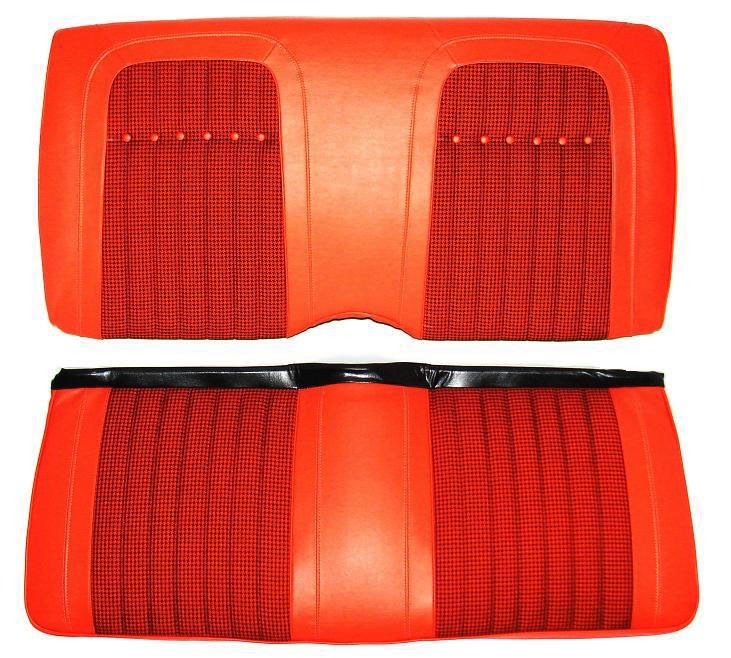 1969 Camaro Deluxe Houndstooth Interior Fold Down Rear Seat Covers Orange