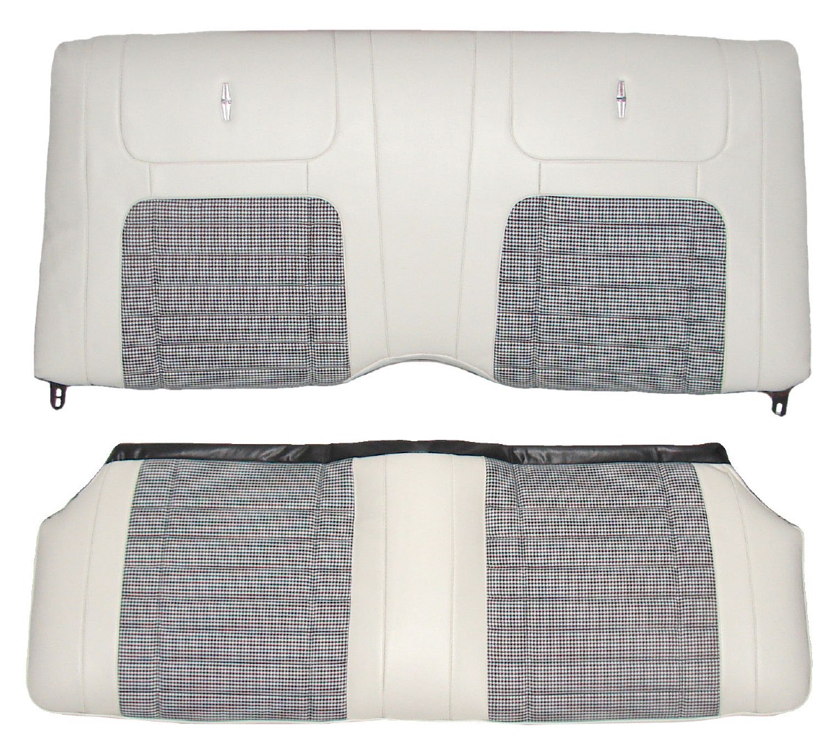 1968 Camaro Convertible Deluxe Houndstooth Interior Rear Seat Covers Parchment