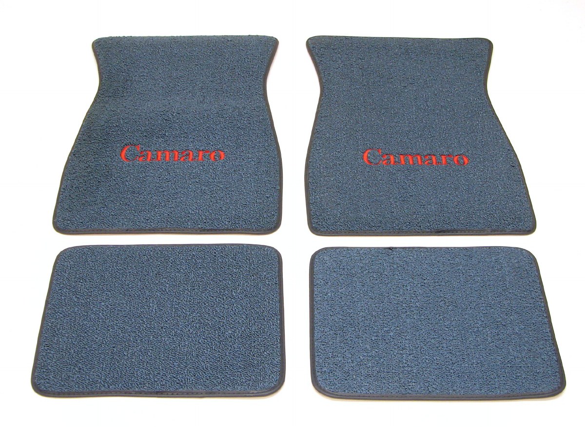 1967 1968 Camaro Carpeted Floor Mats With Camaro Logo Medium Blue