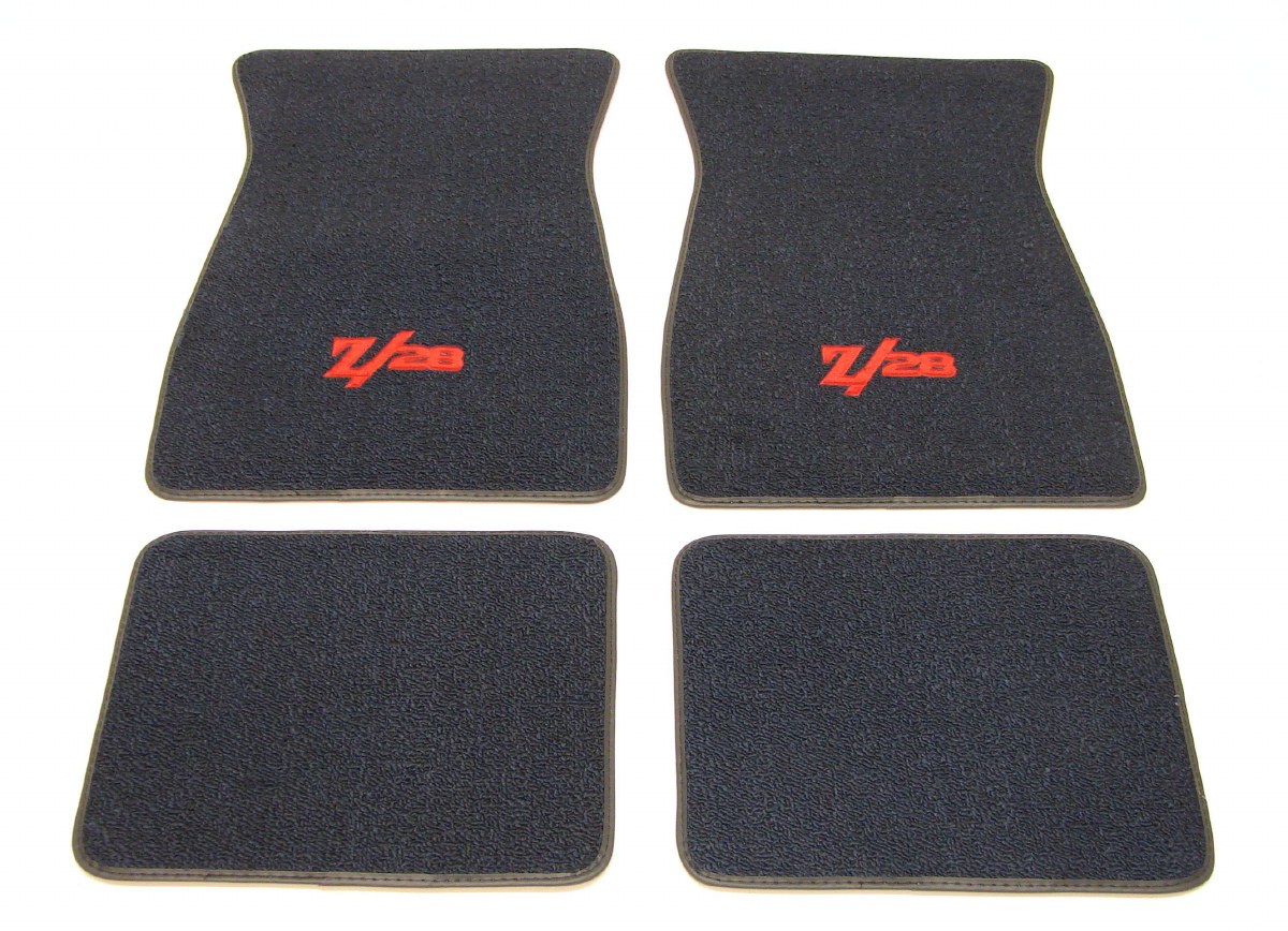 1969 Camaro Carpeted Floor Mats With Z/28 Logo Dark Blue 1967, 1968, 1969 Camaro Parts NOS