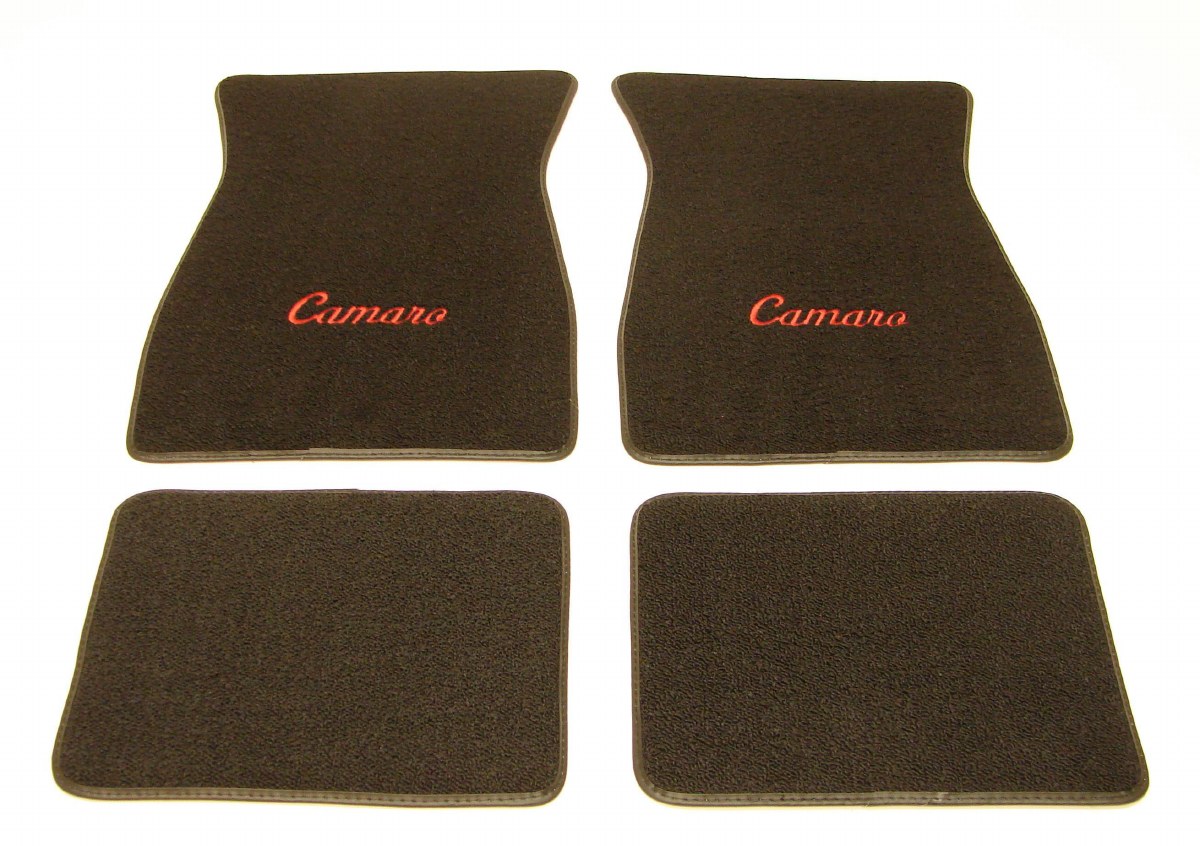 1967 1968 1969 Camaro Carpeted Floor Mats With Camaro Logo Black - 1967 ...