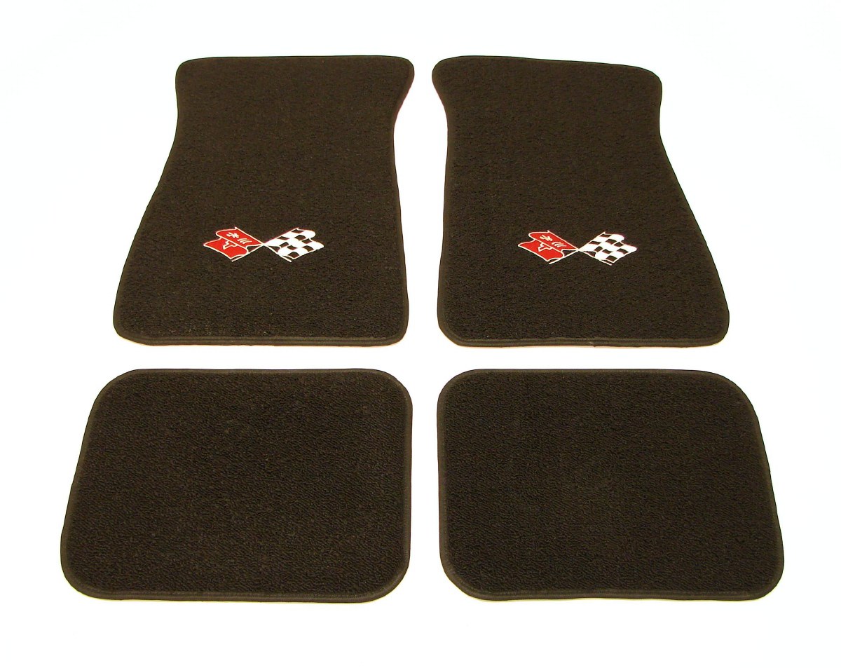 1967 81 Camaro Floor Mats Black With Crossflags Logo Made In The