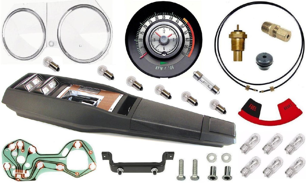 68 Camaro Tach & Console w/Gauges Conversion Kit w/4 Spd 120 MPH 5/7K Tach  - 1967, 1968, 1969 Camaro Parts - NOS, Rare, Reproduction Camaro Parts for  your Restoration