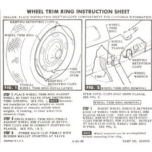 1967-1972 Camaro Rally Wheel Trim Ring Instruction Card GM# 3913382