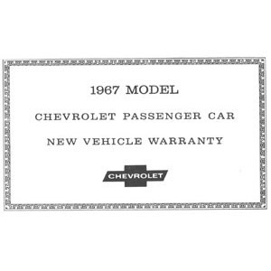 1967 Camaro New Vehicle Warranty Certificate