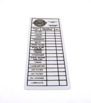 1967-1973 Camaro Dealer Service Door Jamb Tag