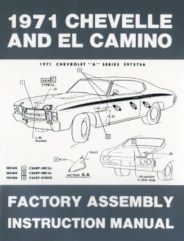 1971 Chevelle Factory Assembly Manual OE Quality! Printed In The USA!