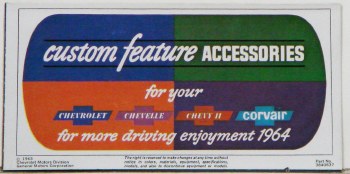 1964 Full Size Chevrolet Custom Illustrated Accessories Pamphlet