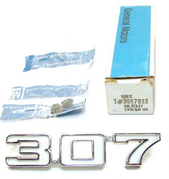 1969 Camaro NOS 307 Front Fender Emblem Original GM Part# 3957933