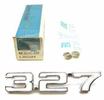 1969 Camaro NOS 327 Front Fender Emblem Original GM Part# 3953625