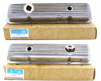 1969-1974 Camaro &amp; Corvette  NOS Finned Aluminum Valve Covers  GM# 3965541 &amp; 3965542