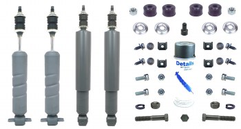 1967 Camaro Front &amp; Rear Spiral Shock Absorber Kit With Correct Installation Hardware  Mono Leaf Springs