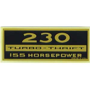 1967 1968 1969  Camaro Valve Cover Decal 6 Cyl 230 Turbo-Thrift 155 HP