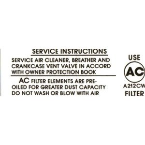 1968 1969 Camaro 396-375 HP Air Cleaner Service Decal