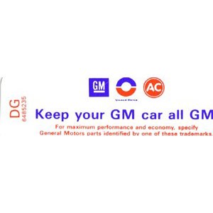 1969 Camaro Cowl Induction Air Cleaner Service Decal  GM# 6485235