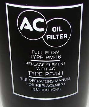 1967 Camaro AC Oil Filter Canister Decal