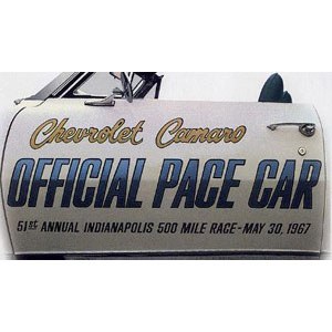 1967 Camaro Indy 500 Offical Pace Car Door Decals  Pair