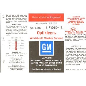 1967 Camaro GM Optikleen Bottle Decal  GM# 1050418