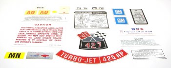 1969 Camaro COPO Decal Kit 427-425 HP With Manual Transmission