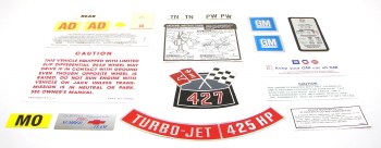 1969 Camaro COPO Decal Kit 427-425 HP With Automatic Transmission