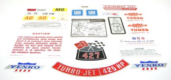 1969 Camaro Yenko Decal Kit 427-450 HP With 4 Speed Transmission