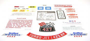 1969 Camaro Yenko Decal Kit 427-450 HP With 4 Automatic Transmission