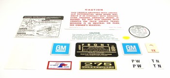 1967 Camaro Coupe Decal Kit 327-275 HP