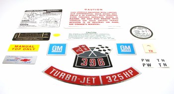 1967 Camaro Convertible Decal Kit 396-325 HP