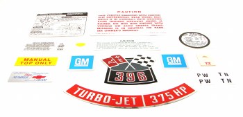 1967 Camaro Convertible Decal Kit 396-375 HP