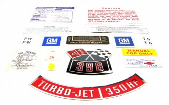 1968 Camaro Convertible Decal Kit 396-350 HP