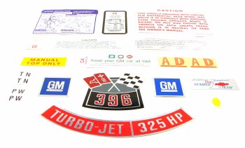 1969 Camaro Convertible Decal Kit 396-325 HP