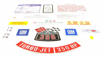 1969 Camaro Convertible Decal Kit 396-350 HP