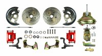 1967 1968 1969 Camaro Power Front Wheel Disc Brake Conversion Kit with 11" Brake Booster Master Cylinder & 2 Red Calipers