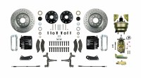 1967 1968 1969 Camaro Drop Power Front Big Wheel Disc Brake Conversion Kit with Booster 2 Black Twin Pistons & Calipers