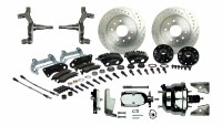 1967 1968 1969 Camaro Drop Power Front Big Wheel Disc Brake Conversion Kit with Chrome Booster 2 Black Twin Pistons & Calipers