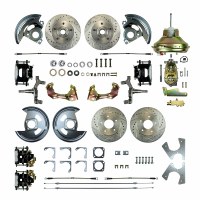 1967 1968 1969 Camaro Non-staggered 2" Drop Power Front Wheel Disc Brake Conversion Kit 11" Booster Spindles & 4 Black Calipers
