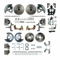 1967 1968 1969 Camaro Non-staggered 2" Drop Power Front Wheel Disc Brake  Conversion Kit 8" Dual Chrome Booster Spindles & 4 Calipers