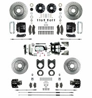 1967 Camaro Power Big 4 Wheel Disc Brake Conversion Kit Chrome Booster 4 Black Twin Pistons & Calipers