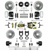 1968 1969 Camaro 2" Drop Power Big 4 Wheel Disc Brake Conversion Kit Booster 4 Black Twin Pistons & Calipers