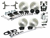 1968 1969 Camaro 2" Drop Power Big 4 Wheel Disc Brake Conversion Kit Chrome Booster 4 Black Twin Pistons & Calipers