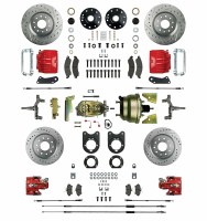 1968 1969 Camaro 2" Drop Power Big 4 Wheel Disc Brake Conversion Kit Booster 4 Red Twin Pistons &  Calipers