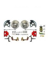 1967 1968 1969 Camaro Manual Front Wheel Disc Brake Conversion Kit Master Cylinder Valve 2 Red Calipers & 2 Rotors