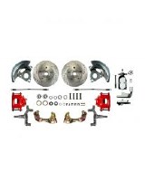 1967 1968 1969 Camaro Manual Front Wheel Disc Brake Conversion Kit Chrome Master Cylinder 2 Red Calipers & 2 Rotors