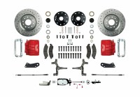 1967 1968 1969 Camaro Drop Big Manual Front Disc Brake Conversion Kit Chrome Master Cylinder 2 Red Twin Pistons &  Calipers