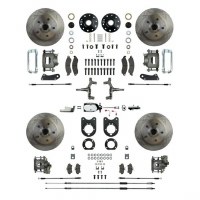 1967 Camaro Non-staggered 2" Drop Manual 4 Wheel Disc Brake Conversion Kit Chrome Master Cylinder Spindles & 4 Calipers