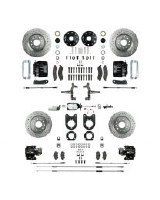 1968 1969 Camaro Staggered 2" Drop Manual 4 Wheel Disc Brake Conversion Kit Chrome Master Cylinder Spindles & 4 Calipers